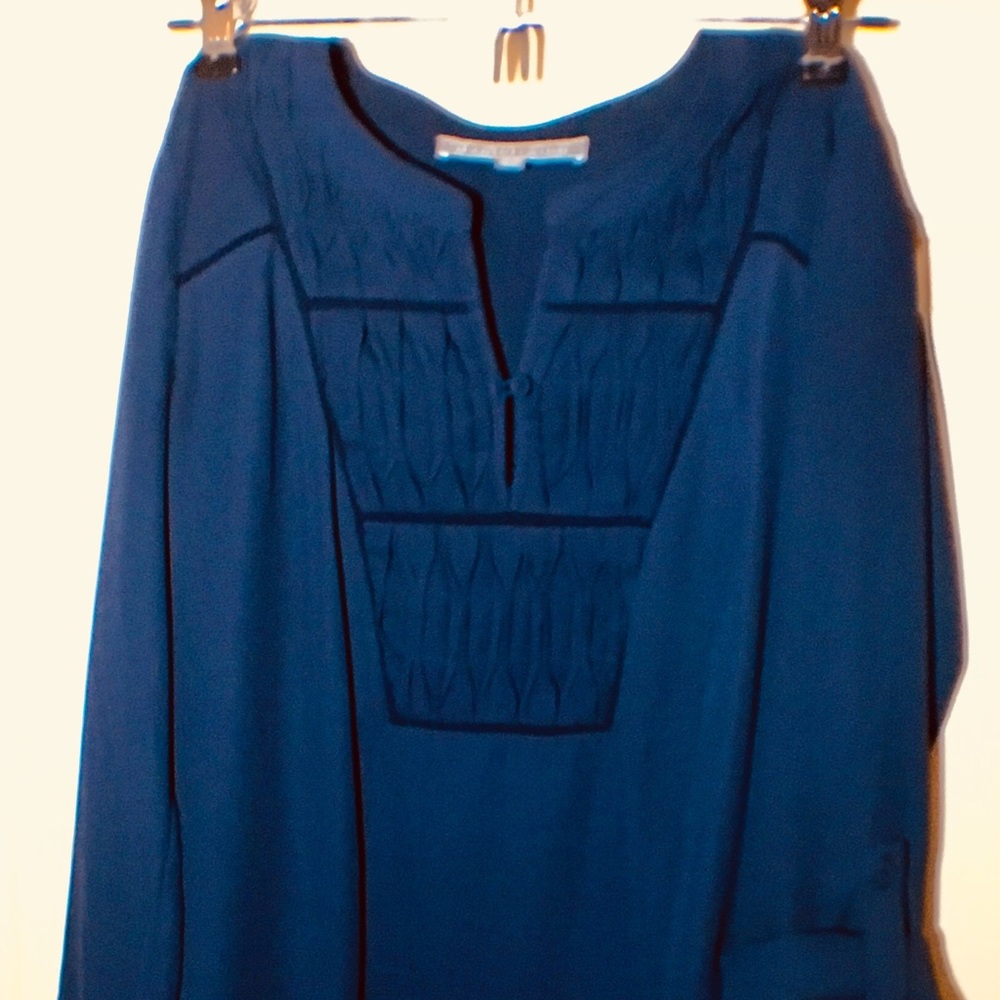 Navy blue mixed media shirt